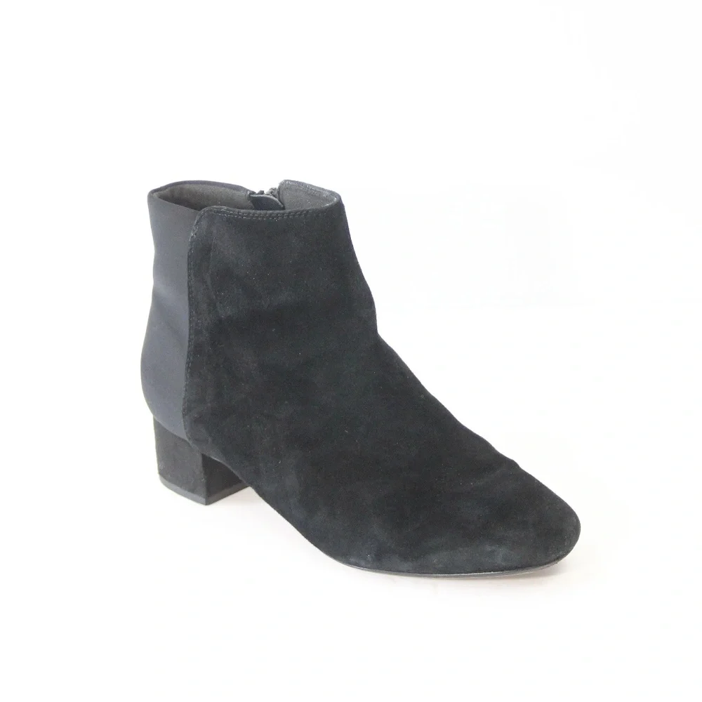 Clarks Boots Women Black Booties block heel 7.5 wide